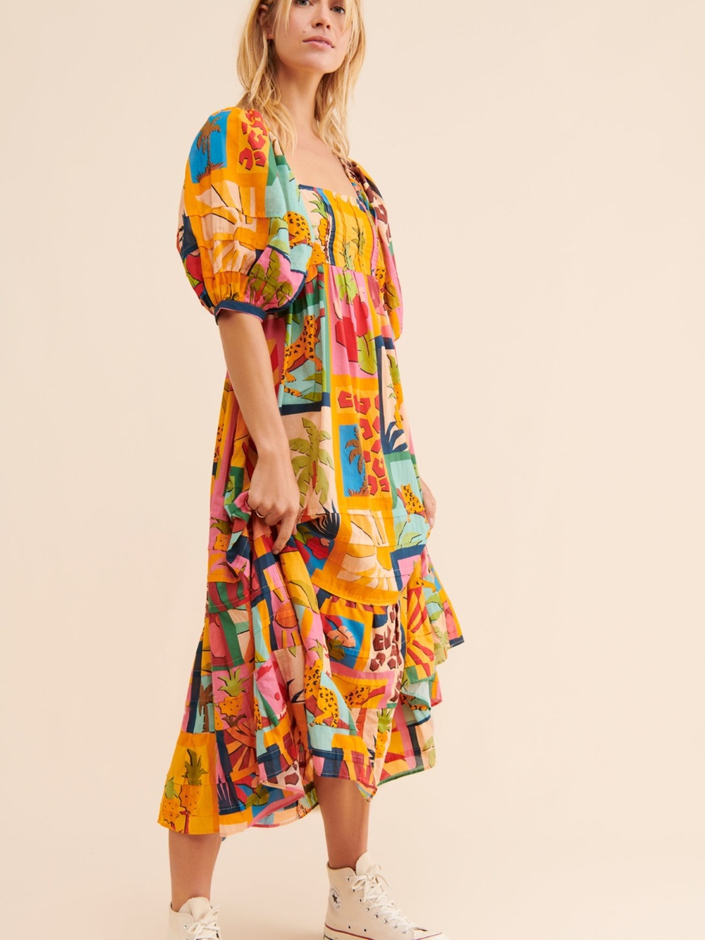 Farm Rio Tropical Collage Midi Dress Size medium